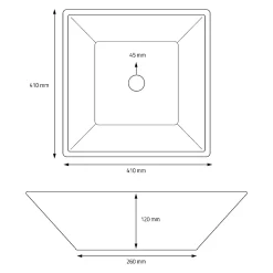 Vasque carré ceramique blanc lavabo a poser sur plan de toilette 410x410x120 mm