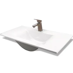 Vasque cémarique Blanc à encastrer 75 x 35 cm Lavabo de salle de bain encastrable