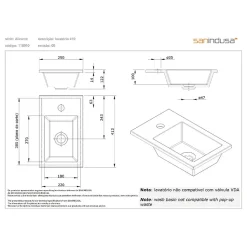 Vasque céramique traditionnelle SANINDUSA a encastrer par dessus rectangulaire Alicante 410 blanc