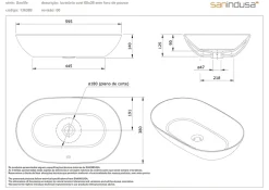 Vasque céramique traditionnelle SANINDUSA ovale a poser sur plan 60x38 Sanlife blanc