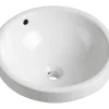 Vasque de salle de bain semi-encastrée ronde en céramique - 46 cm - Blanc - CATONAC II