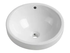Vasque de salle de bain semi-encastrée ronde en céramique - 46 cm - Blanc - CATONAC II