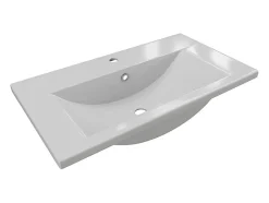 Vasque de salle de bain semi-encastrée rectangle en céramique - 71,5 cm - Blanc - YASMAC II