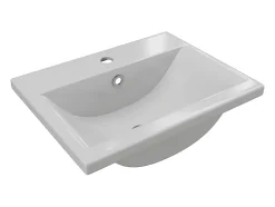 Vasque de salle de bain semi-encastrée rectangle en céramique - L51,5 cm - Blanc - YASMAC II