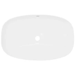 Vasque en céramique blanc avec bonde de vidage pour salle de bain 605x380x140 mm