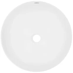 Vasque en céramique blanc ronde avec bonde de vidage salle de bain 400x147mm