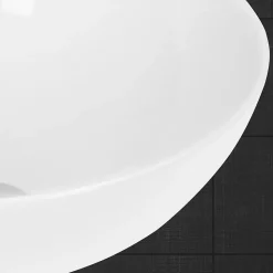 Vasque en céramique blanc ronde avec bonde de vidage salle de bain 400x147mm