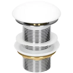 Vasque en céramique blanc ronde avec bonde de vidage salle de bain 400x147mm