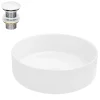 Vasque en céramique blanc ronde avec bond de vidage salle de bain 355x120 mm