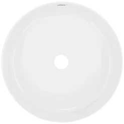 Vasque en céramique blanc ronde avec bond de vidage salle de bain 355x120 mm