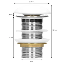 Vasque en céramique blanc ronde avec bond de vidage salle de bain 355x120 mm