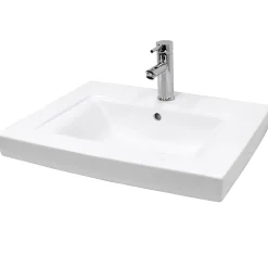 Vasque en céramique blanc avec bonde de vidage pour salle de bain 605x465x160 mm