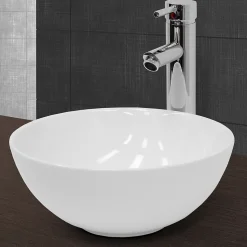 Vasque en céramique blanc avec bonde de vidage pour salle de bain