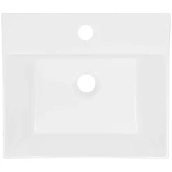 Vasque en céramique blanc avec bonde de vidage pour salle de bain 415x360x130 mm