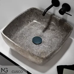 Vasque en marbre naturel CUSCO GREY 40x40x15 cm
