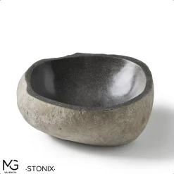 Vasque en pierre naturelle de rivière STONIX 40x38x15 cm