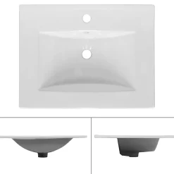 Vasque encastré lavabo Evier salle de bain en ceramique blanc 610 x 465 x 175 mm