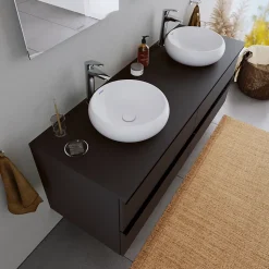Vasque Lavabo rond design à poser Diamètre 40cm en fonte minérale - Blanc mat - DURAVOLO