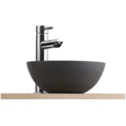 Vasque lave-mains à poser ronde en béton gris 26cm