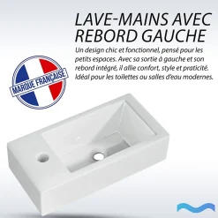 Vasque lave-mains sortie gauche (36,5x18x9cm) - DILECI