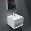 Vasque murale 32,5x32,5x25cm en fonte minérale avec espace de rangement - PB2035