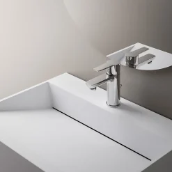 Vasque murale 80x46x28cm en fonte minérale avec espace de rangement - blanc mat - TWG71