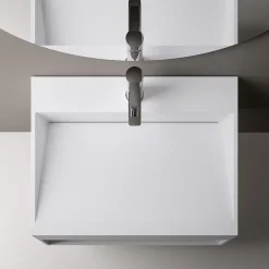 Vasque murale 80x46x28cm en fonte minérale avec espace de rangement - blanc mat - TWG71
