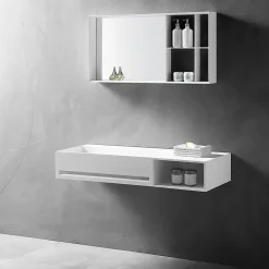 Vasque murale 100x46x20cm en fonte minérale avec espace de rangement - TWG62