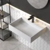 Vasque murale 60x46x13cm en fonte minérale - PB2080 - blanc mat