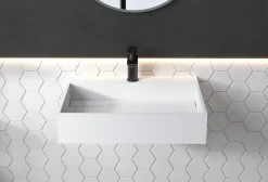 Vasque murale 60x46x13cm en fonte minérale - PB2080 - blanc mat
