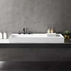 Vasque murale 120x50x12cm ou à poser avec espace de rangement - fonte minérale - TWG222