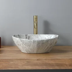 Vasque ovale effet pierre naturel (41,5 x 33,5 x 14,5 cm) - DILECI