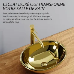 Vasque ovale finition or brillant (41,5 x 33,5 cm)