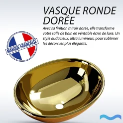 Vasque ovale finition or brillant (41,5 x 33,5 cm)