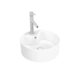 Vasque rectangulaire à poser en céramique blanche, diamètre 41 x H.14,5 cm, Galedo Fjord