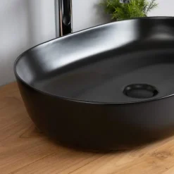 Vasque rectangulaire en céramique noir Phébie 61cm