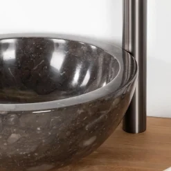 Vasque ronde Barcelone à poser en marbre de couleur noir - diamètre 30 cm