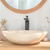 Vasque ronde Barcelone en marbre à poser colori crème - diamètre 45 cm