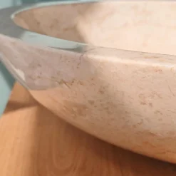 Vasque ronde Barcelone en marbre à poser colori crème - diamètre 45 cm
