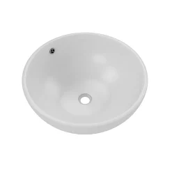 Vasque ronde en céramique blanche à poser - Diamètre 42cm - Hauteur 18cm - PARABOLA