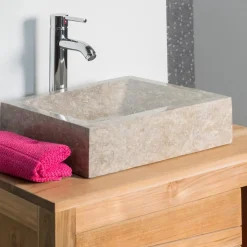 Vasque salle de bain à poser Alexandrie rectangle 30cm x 40cm gris