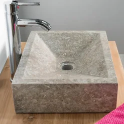 Vasque salle de bain à poser Alexandrie rectangle 30cm x 40cm gris