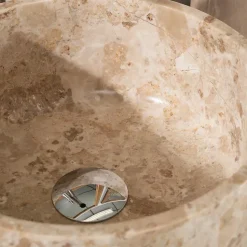 Vasque salle de bain ronde à poser en marbre Ulysse 30 cm crème