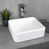 Vasque salle de bain semi-encastrée rectangulaire 45 cm en Pierre de synthèse finition mat - Hanaé
