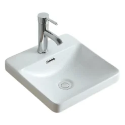 Vasque semi encastrée carrée en céramique blanche 37cm