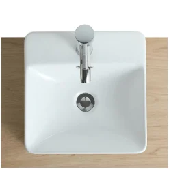 Vasque semi encastrée carrée en céramique blanche 37cm