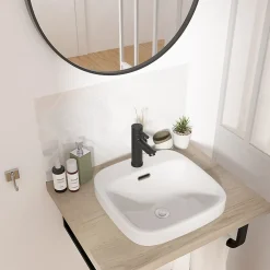 Vasque semi-encastrée carrée céramique blanc Carla
