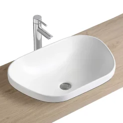 Vasque semi-encastrée galet céramique blanc Ola