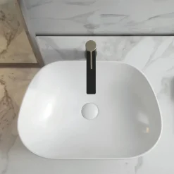 Vasque semi-encastrée galet céramique blanc Ola
