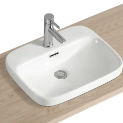 Vasque semi-encastrée rectangulaire céramique blanc Carla